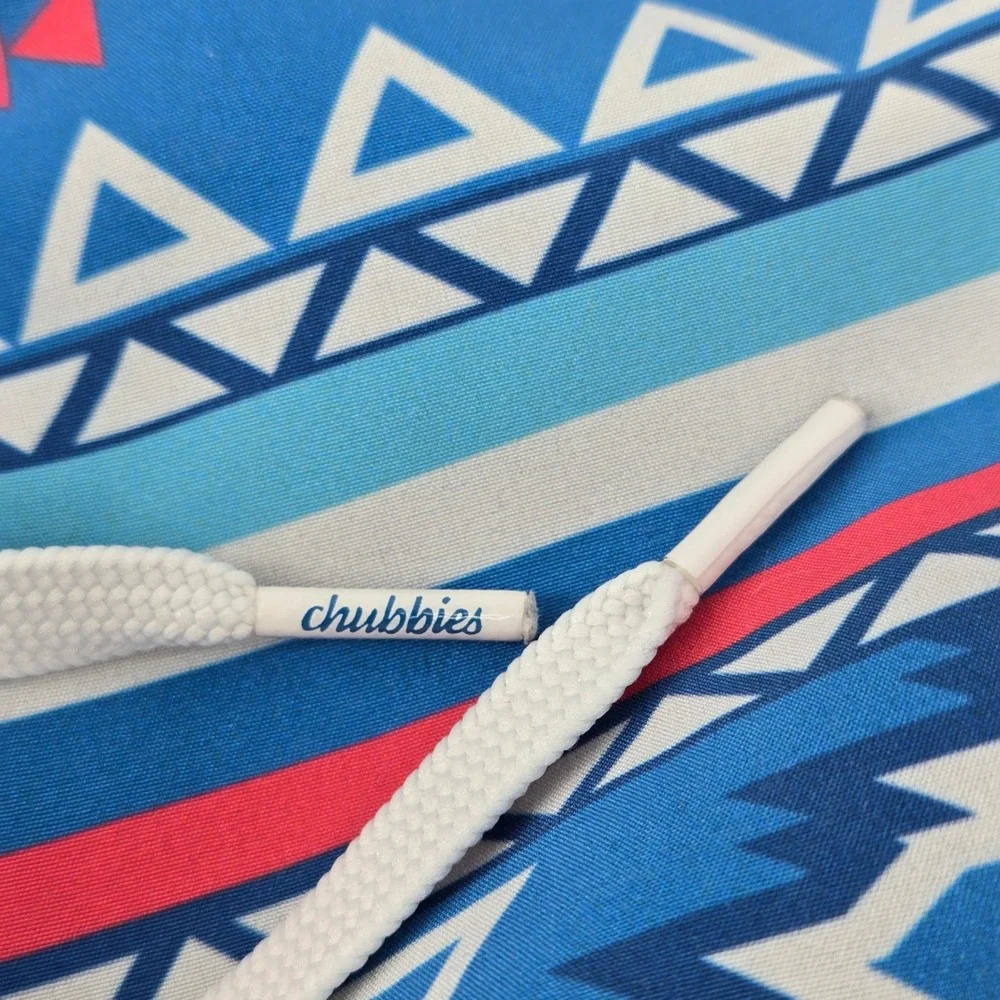 Chubbies Swim Trunks Geometric Aztec Southwest Blue Board Shorts Small 5.5